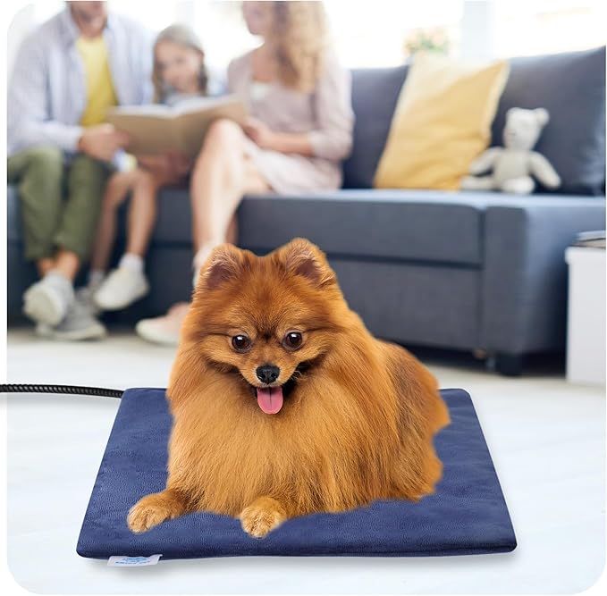 Cat Heating Pad Indoor, Electric Pet Heating Pad for Cats and Dogs, Heated Cat Pad with 12 Level Timer 9 Level Temperature, Heated Pet Blanket for Cats Puppy with Chew Resistant Cord (18×18 inch)