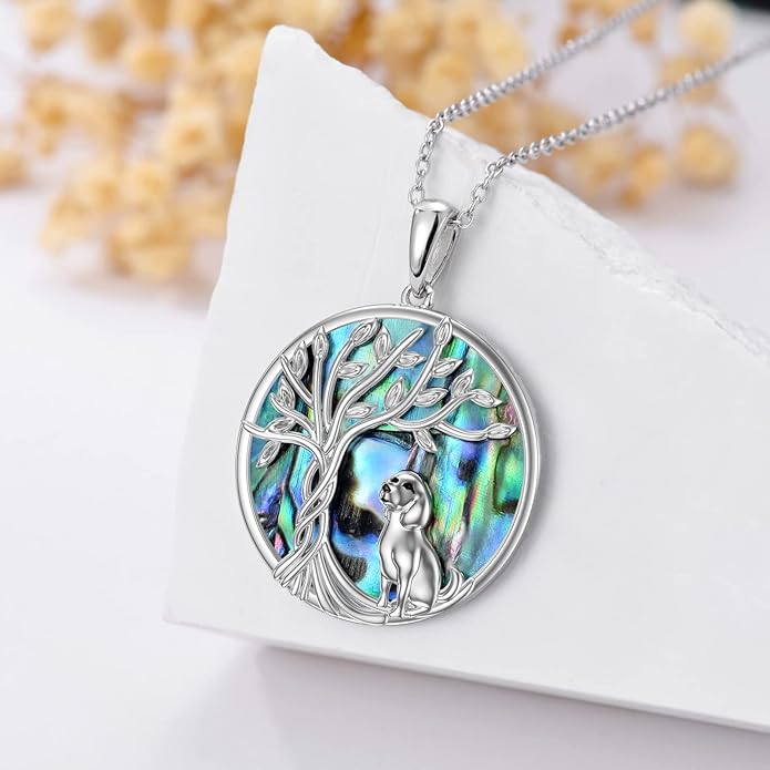 TOUPOP Tree of Life Animal Necklace 925 Sterling Silver Crystal/Abalone Shell Animal Pendant Jewelry Birthday Mothers Day Gifts for Women Mom Wife Her