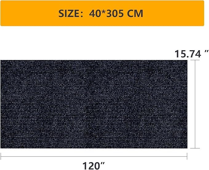 120"x15.8" cat Scratch Furniture Protector Keep Couch Sofa Protection Anti Claws Corner Wall Scratcher Post sisal Scratching mat Carpet pad Cover Fabric Tree Guards remnants (Black)