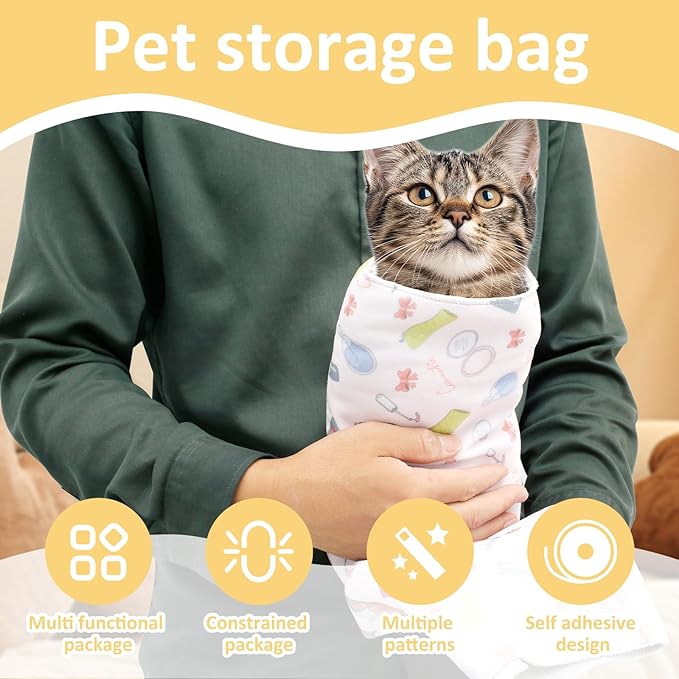 3PCS Cat Grooming Wrap, Self Adherent Cloth Cat Wrap for Cutting Nails, Cat Swaddle Wrap for Cleaning Ear Brushing Teeth, Multifunctional Cat Restraints Bag for Holding Cat to Non-Bite/Scratch/Runaway