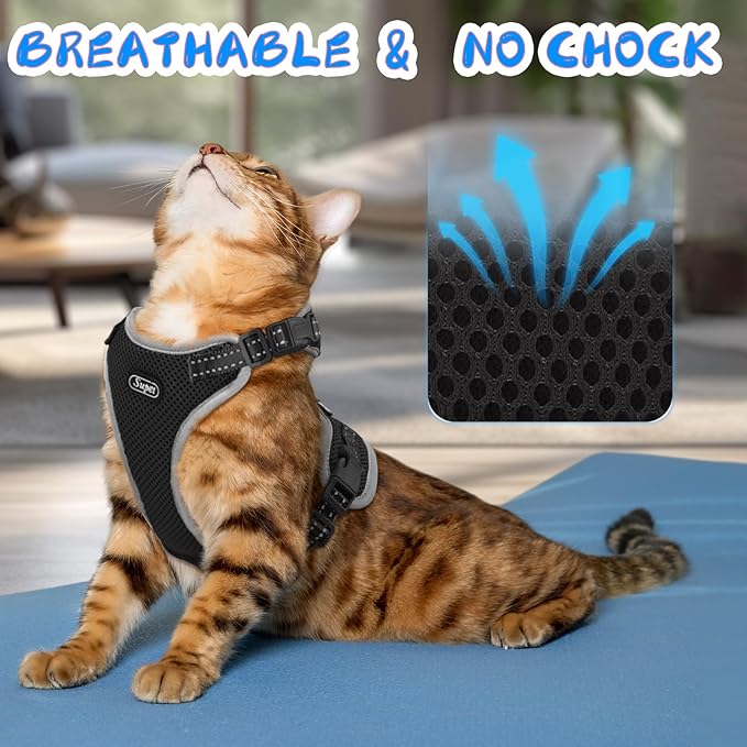 Supet Cat Harness and Leash for Walking Escape Proof, Adjustable Harness for Cats, Easy Control Small Cat Harness for Medium Large Kitten XS