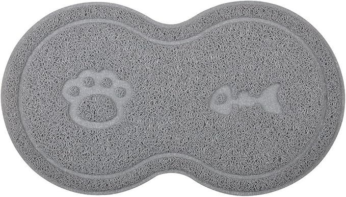 8-Shaped Small Cat Litter Box Debris Catcher Mat,18x10 Inches (Gray)