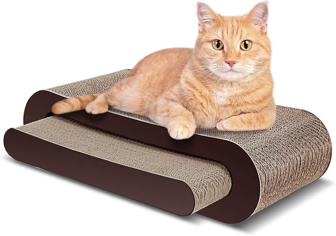 FluffyDream 2in1 Cat Scratcher Cardboard Lounge Bed, Cat Scratching Board, Durable Board Pads Prevents Furniture Damage