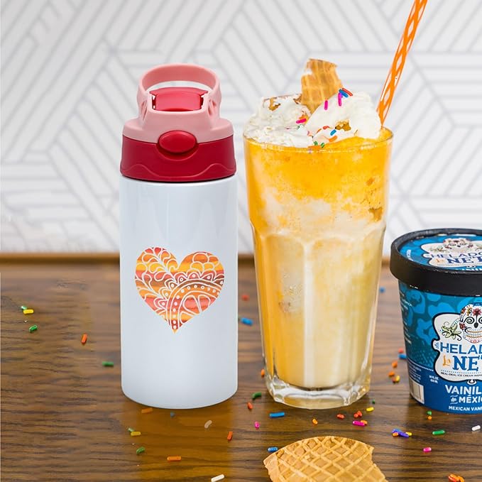 4 Pcs Sublimation Blank Stainless Steel water bottle 12 OZ Straight Stainless Steel Insulated Tumblers Different Color Splash-Proof Lid Shatterproof Water Cup