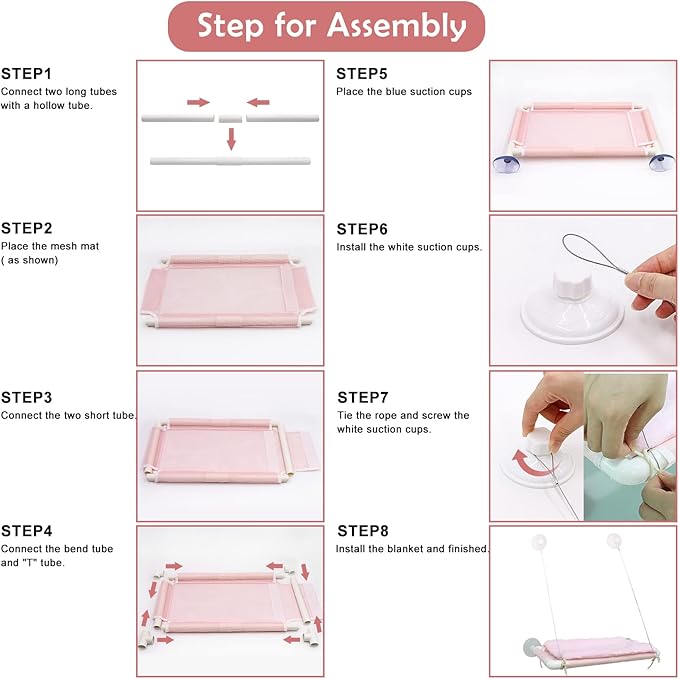 ZALALOVA Cat Window Perch, Pink Cat Hammock Window Seat Free Fleece Blanket for Female Cat 2024 Latest Screw Suction Cups Extra Large Sturdy Cat Bed Cat Resting Indoors (One Extra Suction Cup)