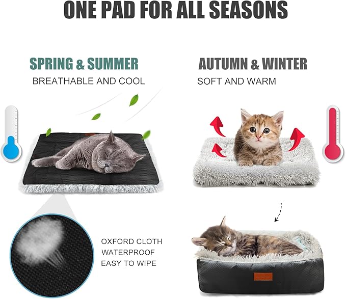 Cat Bed Small Dog Bed 24''X20'' Self Warming Cat Bed Self Heating Cat Pad Extra Warm Thermal Kitten Beds for Indoor Outdoor Kittens Small Pets (Black)