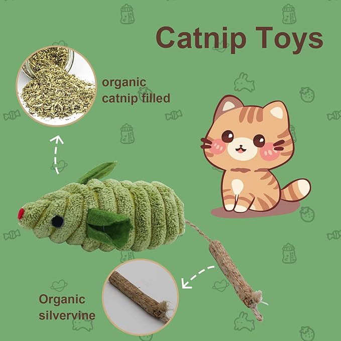 Andiker 3PCS Catnip Toys for Cats, Realistic Cat Mouse Toys with Silvervine Soft Plush Fabric Bite-Resistant Interactive Cat Toys for Indoor Cats Kittens to Bite Chew Teeth Cleaning