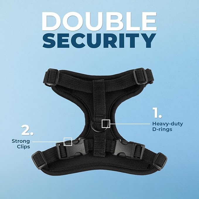 Voyager Escape Proof Cat Harness and Leash Set with Reflective Stitching, Neoprene Handle 5ft - Supports Small, Medium and Large Cats, Kittens for Walking by Best Pet Supplies - Black, S