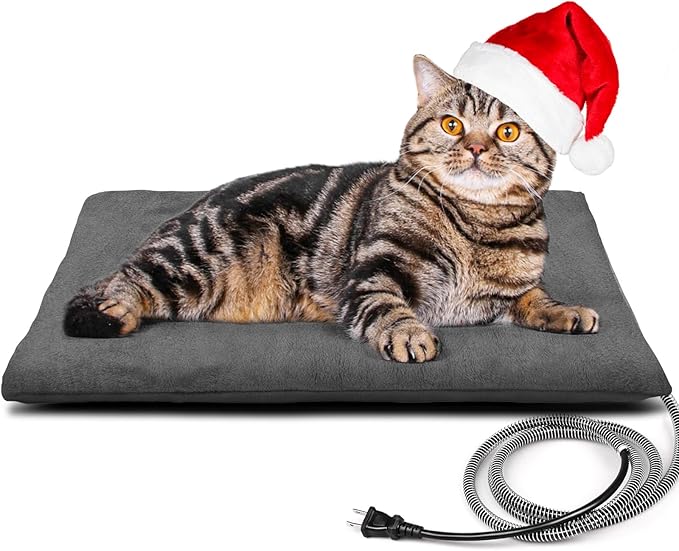Kiroto Outdoor Heating Pad for Cats, Pet Heating Pad for Cats Outside, Waterproof Cat Warming Pad, Heated Cat Bed Safe Electric Heating Pad for Cat House, Feral Cat Heating Pad, 20" x 16"