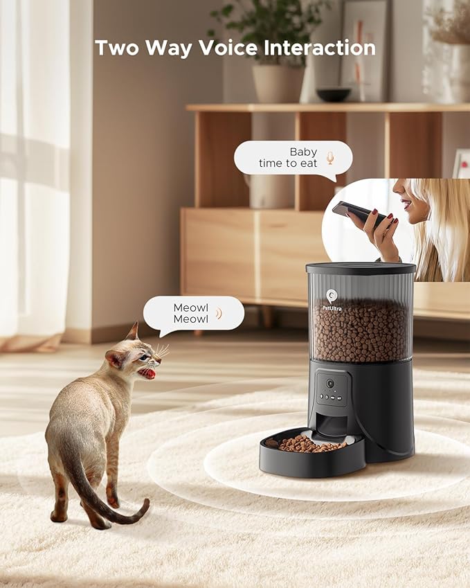 Automatic Cat Feeder with Camera - 2.4GHz APP - Controlled Cat Food Dispenser- Features HD Video for Indoor Use, Easy Setup & Cleaning, 2 - Way Audio, and a Desiccant Bag to Keep Food Fresh