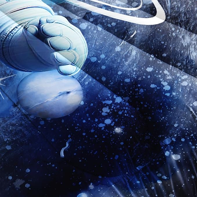 AILONEN Kids Cat Comforter Set - Full 3D Cute Kawaii Cat Bedding Set for Girls & Boys, Galaxy Planet Duvet with 2 Pillowcases