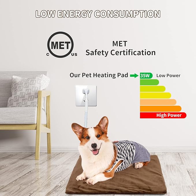 NAMOTEK Pet Heating Pad, Safe Electric Heating Pad for Dogs and Cats Indoor Warming Pad with Auto Constant Temperature 19.7" x15.7"
