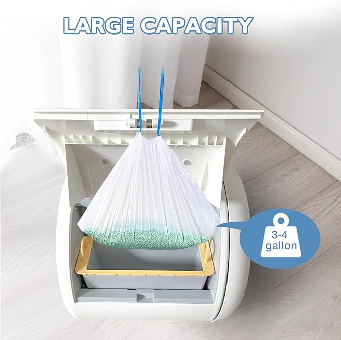 60 Count Self-Cleaning Cat Litter Box Liners Compatible With MW-SC01/MW-SC02/MW-LR01 Automatic Cat Litter Box, Drawstring Heavy Duty Cat Litter Receptacles Bags Replacement Trash Bag -18" x 12.6"