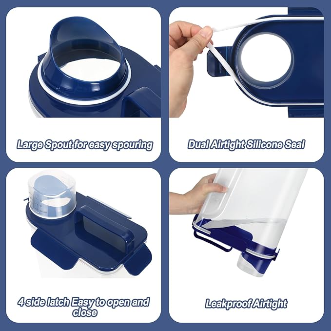 5-7Lbs Portable Airtight Dog Cat Food Container, match pet feeding mat Clean and convenient, making food less messy,translucent Storage Bin for Small Animal Kibble,Bird Seed,Oatmeal,Rice-Royal Blue