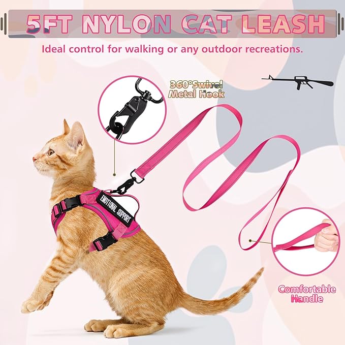 Tactical Cat Harness and Leash, Escape Proof Large Cat Walking Vest,Adjustable Soft Mesh Pet Vest Harness with Control Handle, Molle Patches (777816858438, Large)