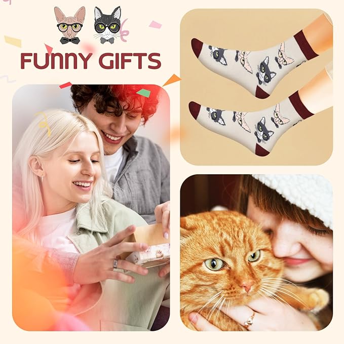 AGRIMONY Funny Cat Dog Socks for Women Teen Girls-Animal Novelty Cute Socks-Mothers Day Cat Dog Mom Gifts Stocking Stuffers
