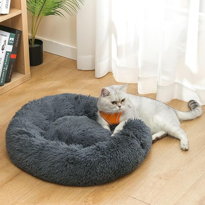 Nisrada Cat Beds for Indoor Cats,15.7 Inch Dog Bed for Small Melium Large Dogs, Washable-Round Pet Bed for Puppy and Kitten with Slip-Resistant Bottom