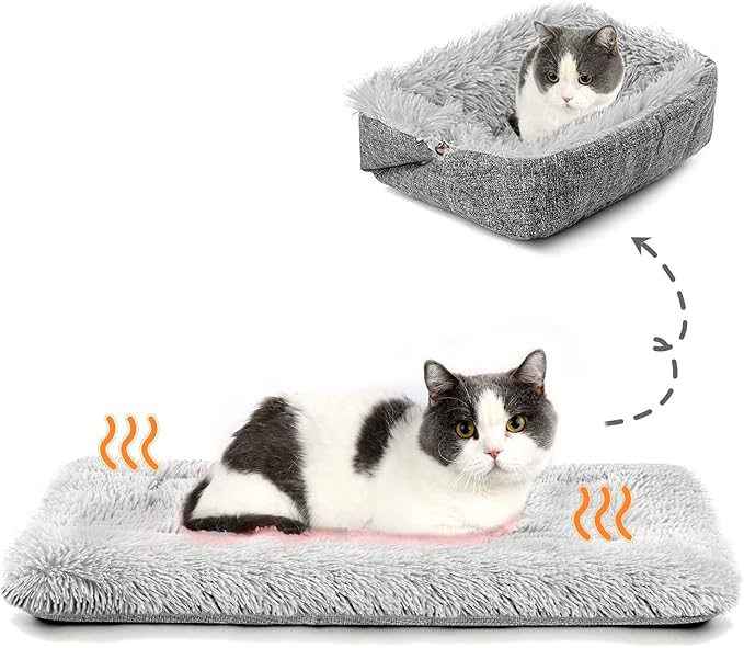 Cat Bed Small Dog Bed, Self Warming Cat Beds Self Heating Cat Dog Mat, Extra Warm Thermal Pet Pad for Indoor Outdoor Pets, Calming Dog Crate Bed Pet Cushion, 23.6x19.7inch
