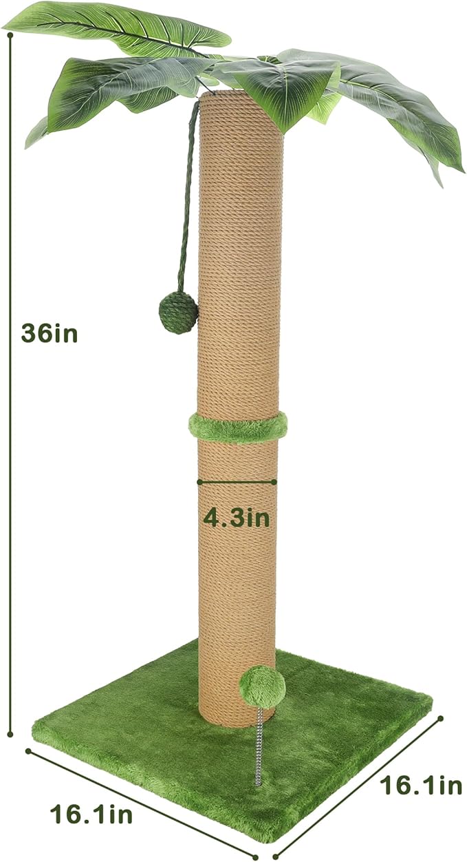 Cat Scratching Post 36 Inches Heavy Duty Scratching Post with Palm Leaf Cat Tree Large Cat Scratch Post for Adult and Kitten