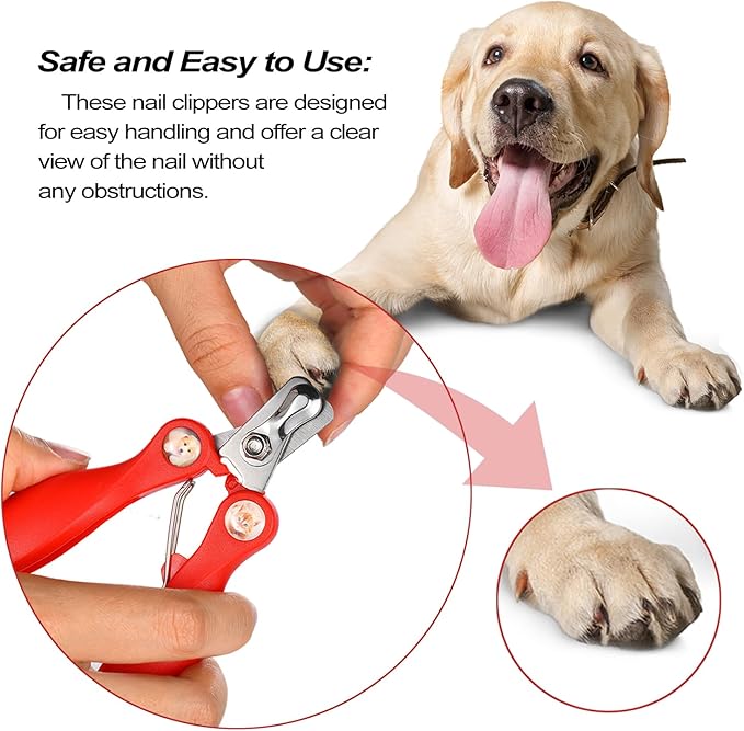 2 Pack Professional Dog Nail Trimmer, Safety Guard Pet Nail Clipper for Dogs, Sharp Pet Nail Trimmer with Nail File, Claw Care Tool for Small & Large Dogs Cats, Prevent Over Cutting