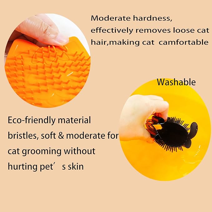 2 Packs Pet Self Groomer and Massage Combs, Cat Wall Scratcher with Catnip, Grooming Brushes for Long & Short Fur Cats, Dogs, and Kittens