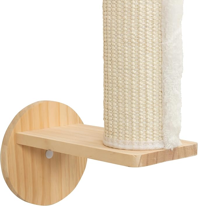 TRIXIE Wall Set 1, Indoor Wall Mounted Cat Scratching Post for Elevated Fun, Climb to Perch, Jumping Platform, Natural