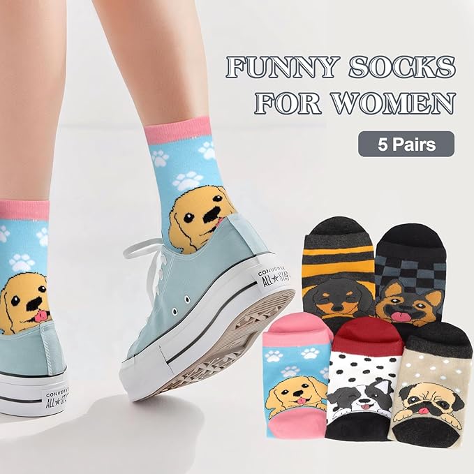 AGRIMONY Women's Cat Socks Cute Animal Socks Dog Valentines Easter Fun Gifts for Women