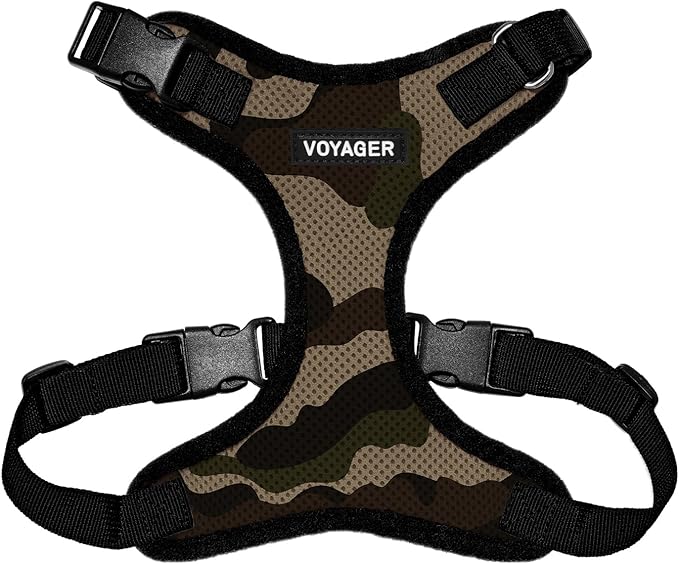 Voyager Step-in Lock Pet Harness - All Weather Mesh, Adjustable Step in Harness for Cats and Dogs by Best Pet Supplies - Army/Black Trim, XS