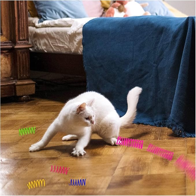 Andiker Cat Toys for Indoor Cats, 4 Big Cat Springs & 8 Small Springs Cat Interactive Toy for Swatting, Biting, Hunting Cat Creative Toy to Kill Time and Keep Fit Colorful Plastic Spring (12pc)