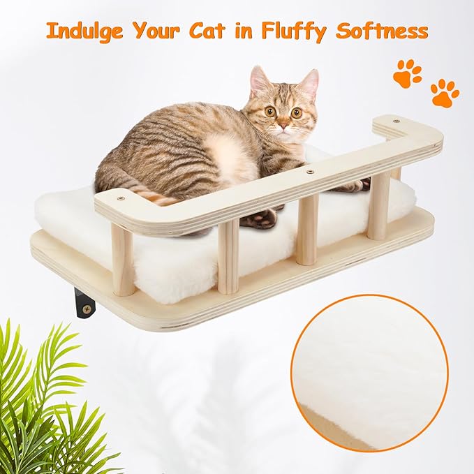 Cat Wall Shelves with 5 Steps, Cat Shelves and Perches for Wall, Cat Wall Furniture Cat Climbing Shelf for Indoor with Plush Covered, Gift for Medium/Small Cat (Gray Steps, 1pack)