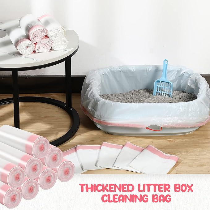 80 Count Cat Litter Box Liners 31 x 18 Inch Large Drawstring Kitty Litter Box Bag Thick Pet Pan Liners Cat Waste Litter Bags Thick Cat Litter Bags Pet Cat Supplies for Cat Litter Box Tray Trash Waste