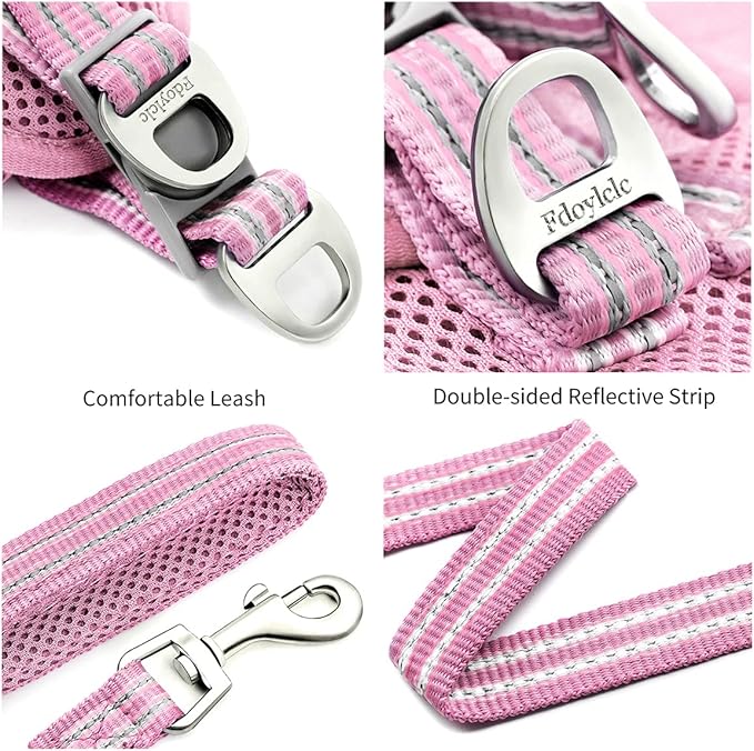 Cat Harness and Leash for Walking Escape Proof, Adjustable Soft Mesh Comfortable Vest Harnesses for Cats, Breathable Reflective Strips Easy to Put on Step-in Kitty Jacket (Pink, XXS)