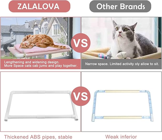 ZALALOVA Cat Window Perch, Pink Cat Hammock Window Seat Free Fleece Blanket for Female Cat 2024 Latest Screw Suction Cups Extra Large Sturdy Cat Bed Cat Resting Indoors (One Extra Suction Cup)
