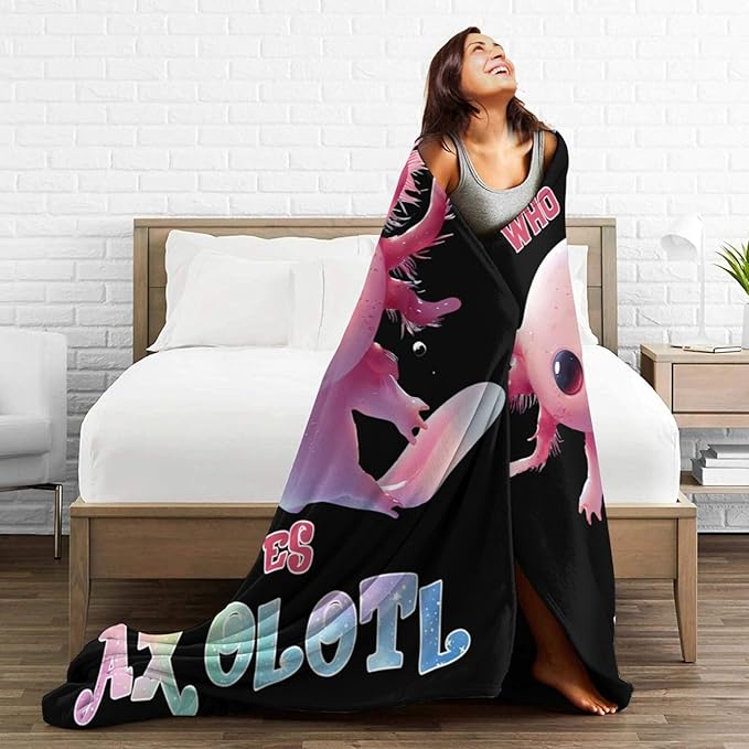 Axolotl Blanket Cute Axolotl Throw Blanket Just A Girls Who Loves Axolotl Decor Stuff Merch Cozy Print Flannel Fleece Soft Plush Fuzzy Warm Lightweight Bedding Gifts for Women Men Kids 50"X40"