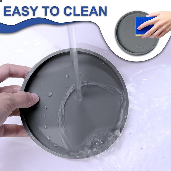 Arespark Pet Silicone Food Mat, Set of 6 Nonslip Waterproof Feeding Bowl Mat with Raised Edges for Food and Water Prevent Spills, Round Eating Tray for Dog Cat Puppy Kitten, 6'' x 6''