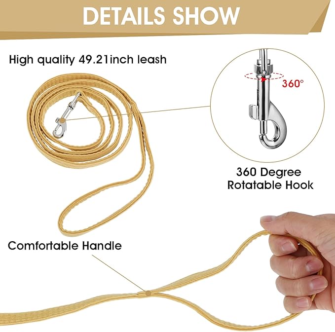 TIESOME Cat Harness and Leash Set, Adjustable Gradient Kitten Harness Escape Proof Harness with Leash for Kitty Outdoor Walking (Vanilla Yellow)