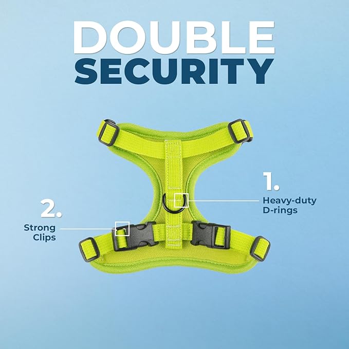 Voyager Escape Proof Cat Harness and Leash Set with Reflective Stitching, Neoprene Handle 5ft - Supports Small, Medium and Large Cats, Kittens for Walking by Best Pet Supplies - Lime, S