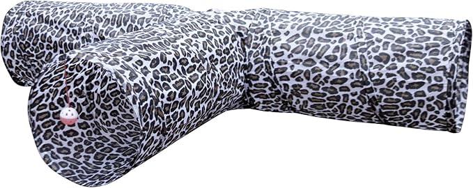 3 Way Cat Tunnel. Extra Large 12 Inch Diameter and Extra Long. A Big Collapsible Play Toy. Wide Pet Tunnel Tube for Rabbits, Kittens, Large Cats, and Dogs (Animal Print)