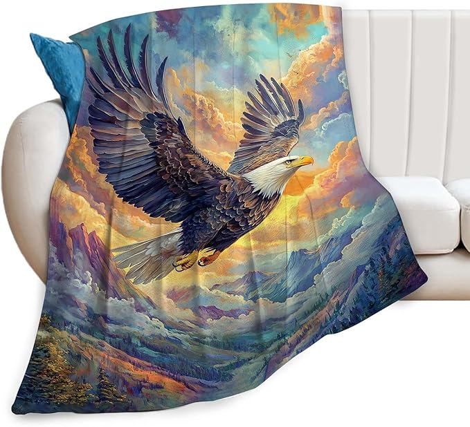 Bald Eagle Throw Blanket Eagle Gifts for Kids Girls Boys Adults Women Men Soft Cozy Warm Plush Fluffy Fuzzy Fleece Blanket Decor 40''X50''