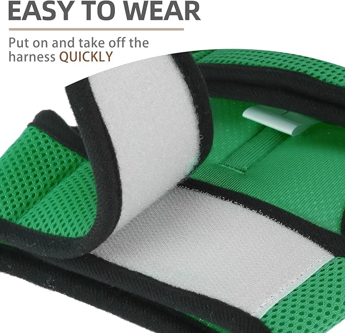 PUPTECK Soft Mesh Cat Vest Harness and Leash Set Puppy Padded Pet Harnesses Escape Proof for Cats Small Dogs Rabbits Bunny, Deep Green Medium