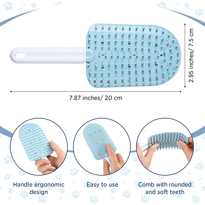 Baderke 3 Pcs Cat Tongue Comb Silicone Cat Comb Dog Brush Kit Cute Cartoon Cat Brushes Soft Self Cleaning Massage Removes Fur Reducing Hairballs for Cats Dogs