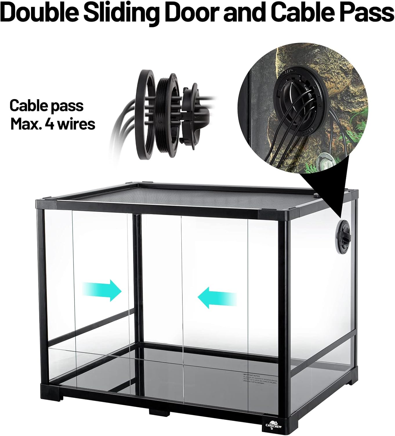 34 Gallon Reptile Tank, Glass Reptiles Terrarium 24" x 18" x 18", Sliding Door, Top Ventilation, Cable Pass, Humidify Hole, Glass Reptile Cage Habitat for Bearded Dragon, Lizard, Snake, Gecko