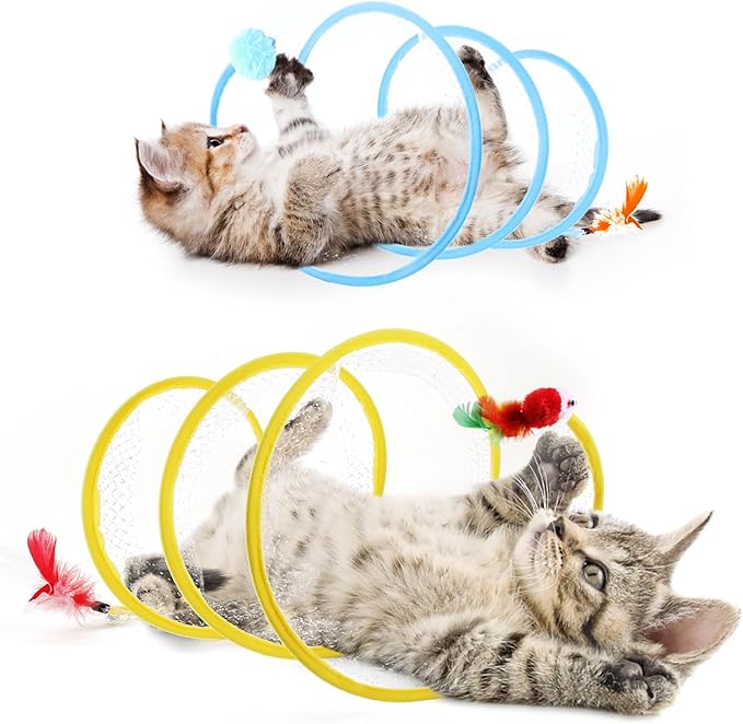 2 Pcs Folded Cat Tunnel Toy, Indoor Cat Activity Structure, Portable and Foldable, Promoting Happiness and Comfort for Your Beloved Feline Companion