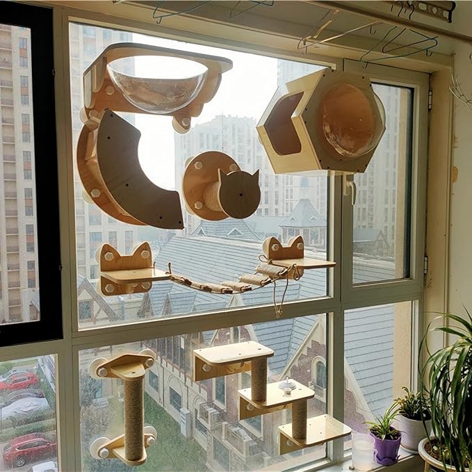 Cat Ladder Cat Tree Tower Bridge Cat Climbing Wall Scratching Post Cat Cage Accessories Outdoor Cat Furniture Climbing Frame Cat Toys for Indoor Cats (22x7.87in)