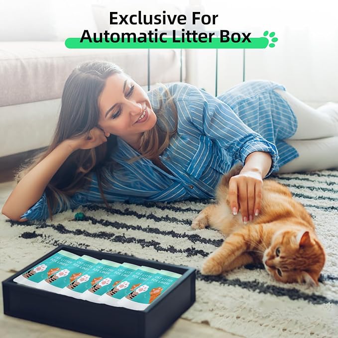 50 Count Waste Drawer Liners Bags Compatible with Litter Box Robot 4 and 3, Thick Self-cleaning Cat Litter Box Liners refill with Drawstring Heavy Duty 10-12 Gallons of Capacity