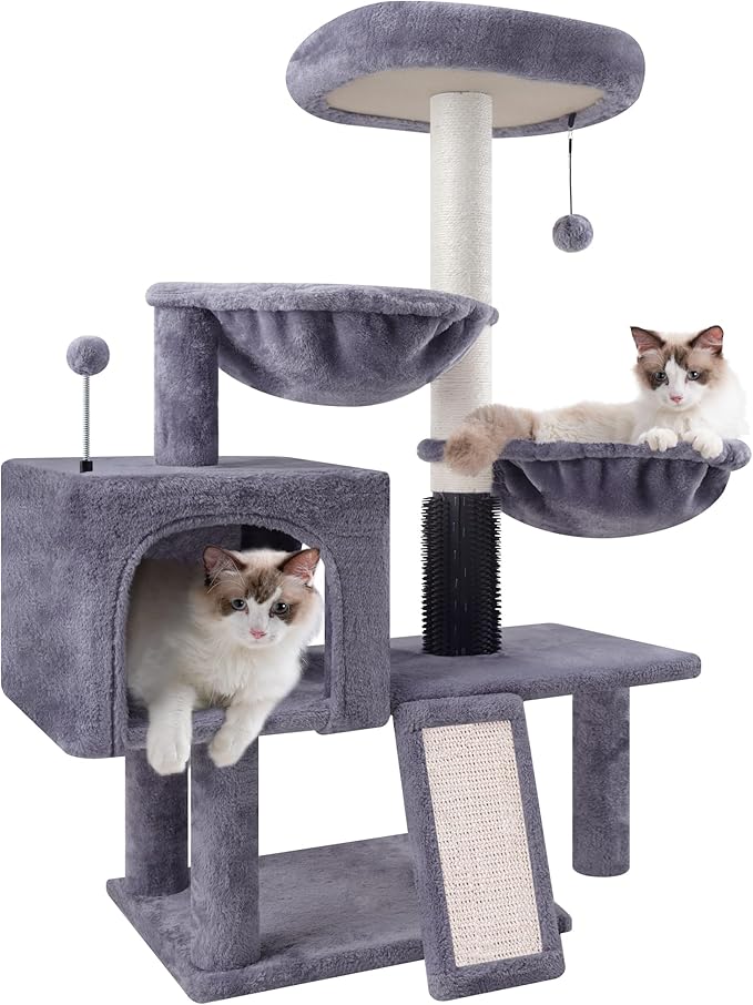Multi Level Cat Trees with Cat Houses Hammock ScratchingPosts,Grey …