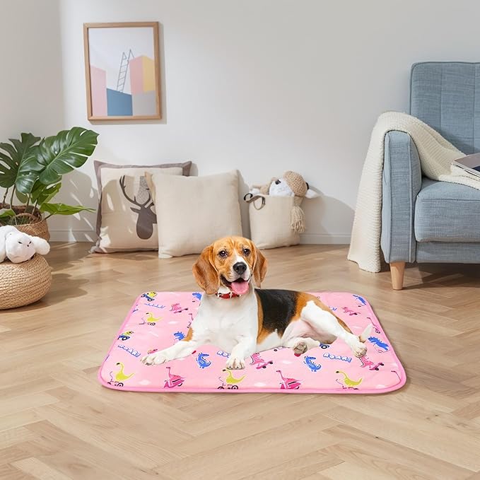 DELIFUR Dog Cooling Mat- Pet Cooling Mat Outdoor for Dogs Self Cooling Pad for Puppy Small Medium Dog Machine Washable (Large, Pink)