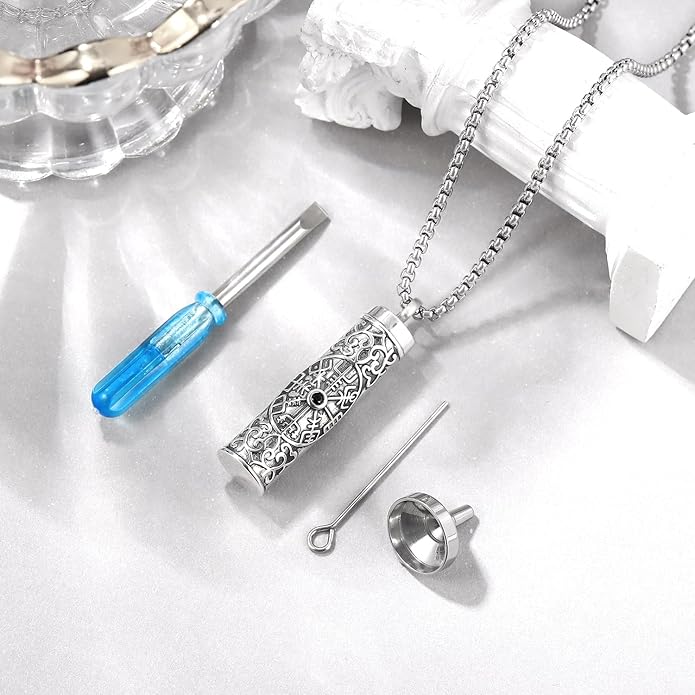 Aniu Cremation Jewelry for Ashes S925 Sterling Silver Urn Necklace Memorial Necklace for Human Ashes of Loved Ones Keepsake Pendant for Men Women