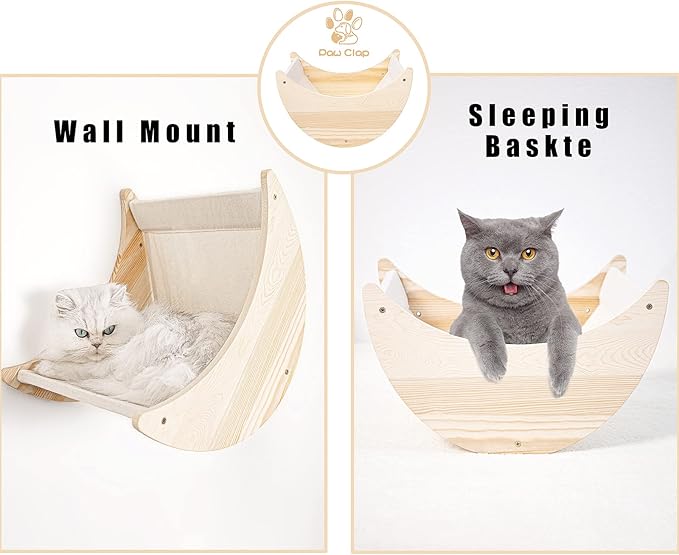 Cat Shelf for Wall Mount Hammock with Climbing Shelves and Perches Solid Wood Cat Steps for Climbing Sleeping Playing Lounging Perching