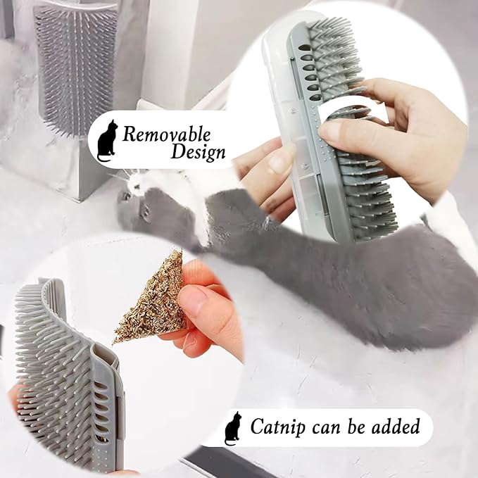 2 Pack Cat Self Groomer, Wall Corner Groomer Brush, Cat Face Scratchers, Cat Self Groomer for Indoor Cats, Wall Corner Cat Scratcher for Long/Short Fur Kitten 6.3inch